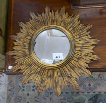 1930's sunburst convex mirror - Approx diameter 39cm