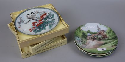 Chinese plate set 'Oriental Birds' and Limoges porcelain plate set 'French Scenes'