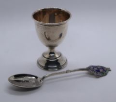 Hallmarked silver egg cup and teaspoon - Approx weight 42g