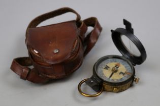 WW1 officers compass with leather case