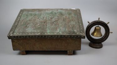 Fireside slipper box together with a brass bell