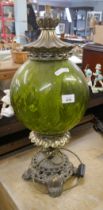 Interesting green glass table lamp - Approx height 58cm