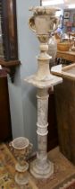 Large marble torchiere together with 2 marble urns - 1 A/F