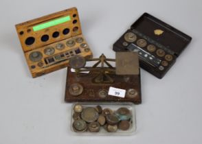 Vintage jewellery scales together with weights