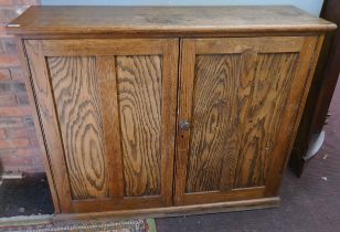 Antique oak school cupboard - Approx W: 127cm D: 37cm H: 105cm