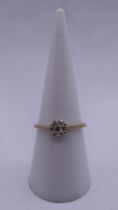 9ct gold diamond ring - Size M