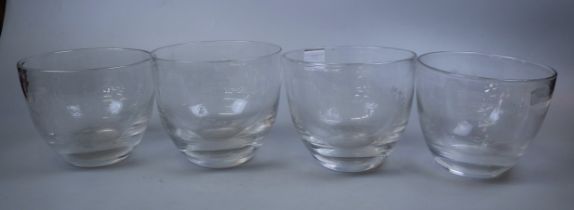 4 etched glass Thomas Jefferson bowls