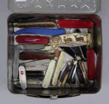 Collection of vintage and modern penknives