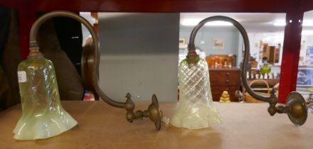 Pair of Art Nouveau wall lights with glass shades