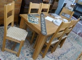 Oak dining table and chairs