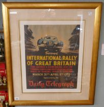 Original 1952 International Rally of Great Britain poster in a later frame