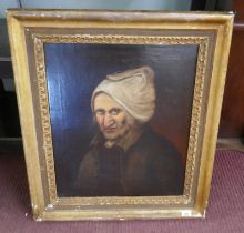 18thC oil on canvas of old gentleman - Approx image size: 48cm x 58cm