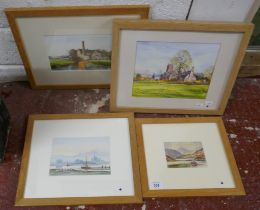 4 framed watercolours signed G R Carter