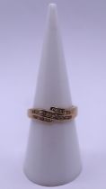 9ct gold channel set diamond ring - Size M