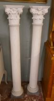 Pair of wooden Corinthian column plinths - Approx height: 129cm