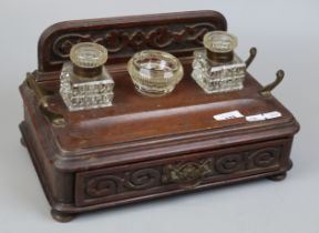 Pen stand with glass inkwells