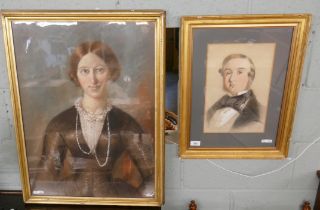 Victorian pastel portrait in gilt frame