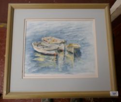 Watercolour of boats by Tessa Beresford