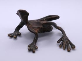 Small bronze sculpture of a frog - signed