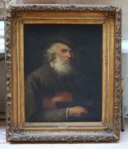 Oil painting of a violin player attributed to Luigi Di Giovanni - Approx image size: 62cm x 78cm