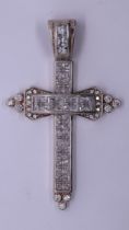 Very large crystal set silver cross