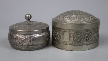 2 Indian white metal trinket boxes containing jewellery - Approx weight without contents 217g