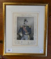 Original hand coloured engraving Admiral Sir Edmond Lyons