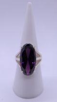 Silver and amethyst ring