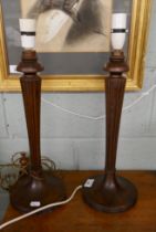 Pair of wooden table lamps