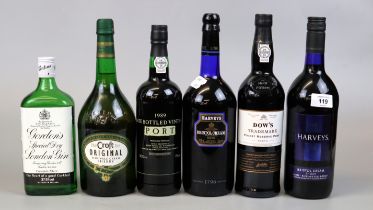 Collection of port, sherry and gin