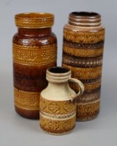 3 West German vases - Approx height of tallest: 41cm