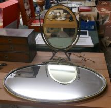 Brass framed swing mirror together with a brass framed wall mirror