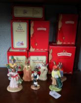 7 Bunnykins figurines in original boxes by Royal Doulton