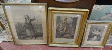 3 victorian prints in gilt frames
