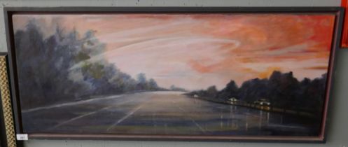 Signed oil on canvas - Approx image size: 100cm x 40cm