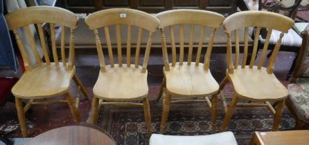 Set of 4 beechwood slat-back dining chairs