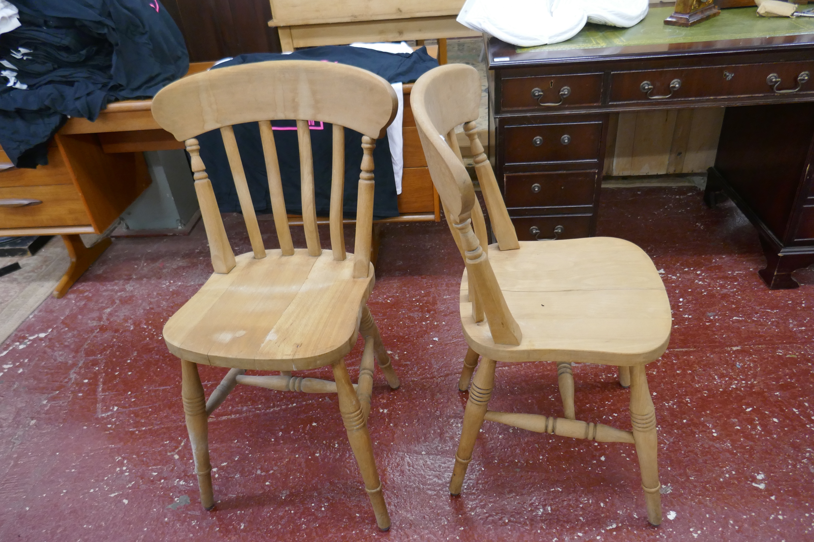 Set of 4 beechwood slat back dining chairs - 1 A/F - Image 2 of 5