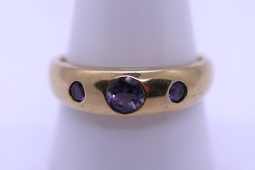 9ct gold tanzanite set gypsy ring - Size U - Image 3 of 3