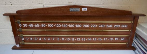 Leslie J Brice and Son snooker/billiard scoring board