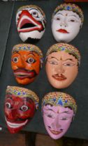 6 Indonesian hand painted face masks