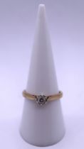9ct gold diamond solitaire ring - Size O