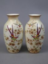 Pair of Crown Ducal Ware 'Bird of Paradise' vases Blushware AGR & Co. - Approx height: 24cm