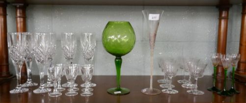 Large collection of glass to include wine glasses etc.