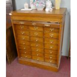 Oak tambour front multi drawer cabinet - Approx size: W: 80cm D: 51cm H: 101cm