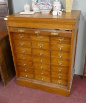Oak tambour front multi drawer cabinet - Approx size: W: 80cm D: 51cm H: 101cm
