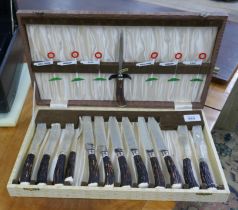 Set of cased steak knives and forks