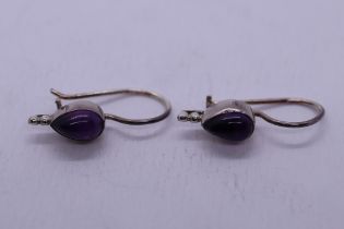 Pair of silver & amethyst earrings