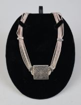 Silver & niello enamel necklace