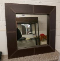 Faux brown leather mirror