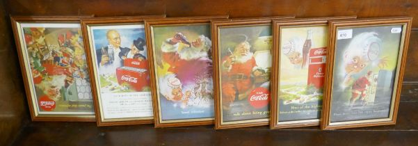 6 Coca Cola framed advertising prints